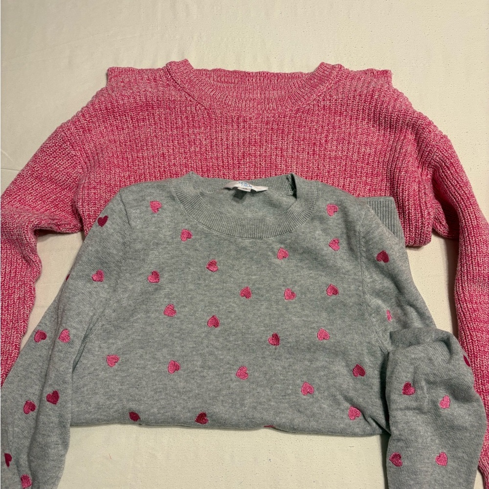 Time and Tru Pink and Gray Heart Sweater Cat and Jack Pink Sweater